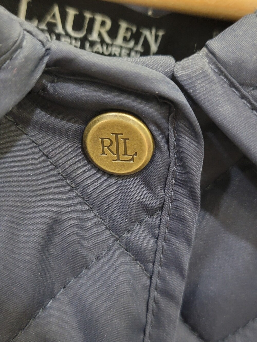 NWT Lauren Ralph Lauren Navy Quilted Jacket Crest Lightweight Coat Women’s 1X - Picture 12 of 17